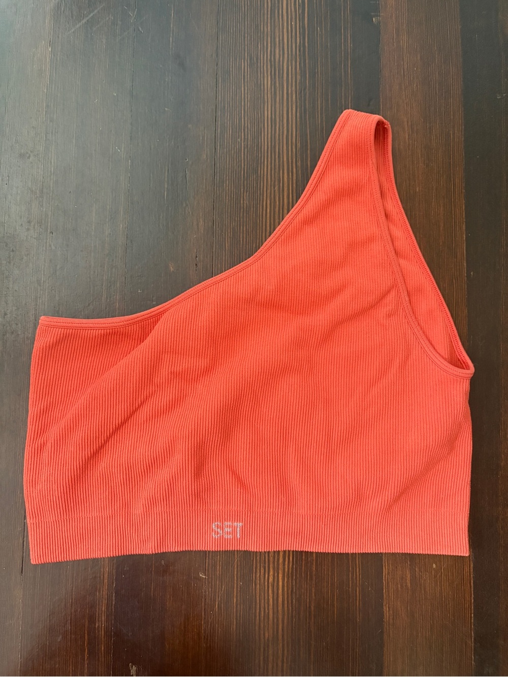 SET Active One-Shoulder Ribbed Sports Bra in Coral